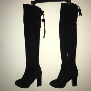 Black Over the Knee Boot Heels